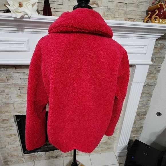 Sam Edelman pink faux fur fuzzy fleece‎ pink teddy jacket Size large new!!! - Picture 7 of 16